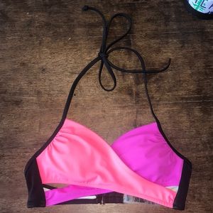 Pink wrap swimsuit top